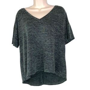 A NEW DAY V Neck Tunic Sweater Short Sleeves Gray Green Womens XL